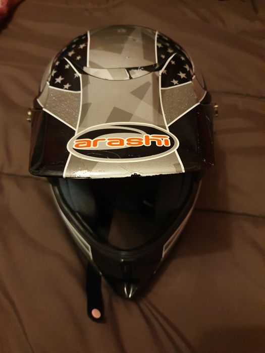 Capacete Arashi M 58motocross enduro e botas usadas 42