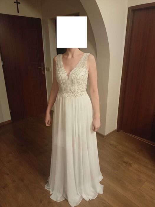 Śliczna suknia ślubna 36/38 z etolą