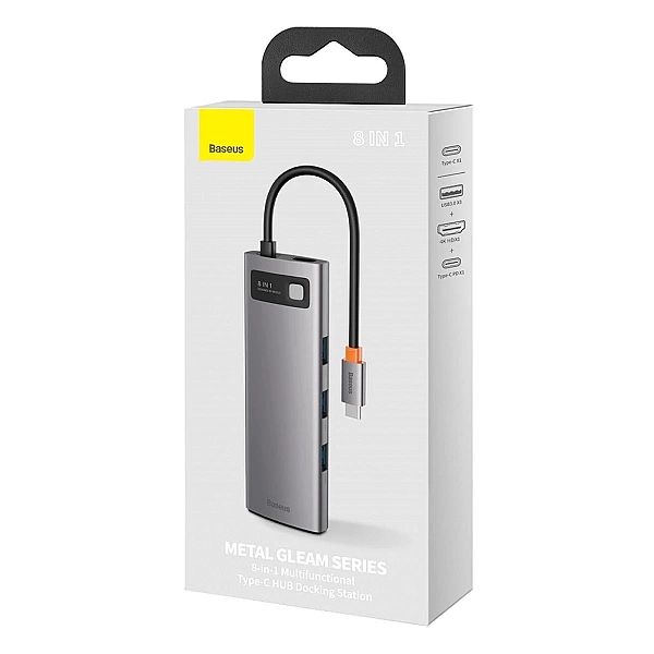 HUB Baseus Metal Gleam 8w1 USB-C - USB-C PD 100W 1x HDMI 4K 30Hz 1x cz