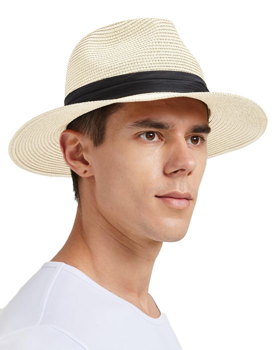 Kapelusz słomkowy Fedora Zylioo - unisex, biały, 59-61 cm