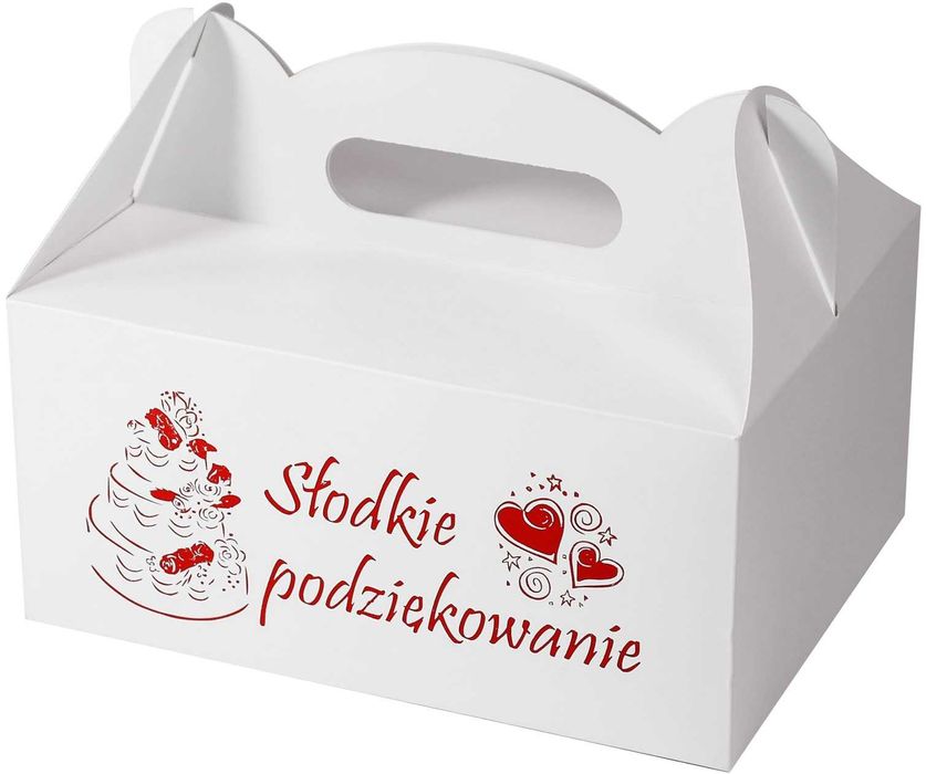 Pudełko kartonik pojemnik szyszka na ciasto ciastka weselne ślubne
