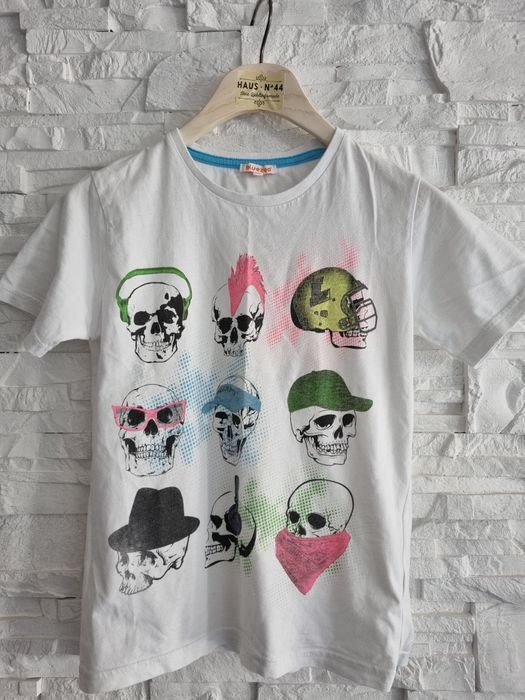 Biały t-shirt aplikacja czaszki