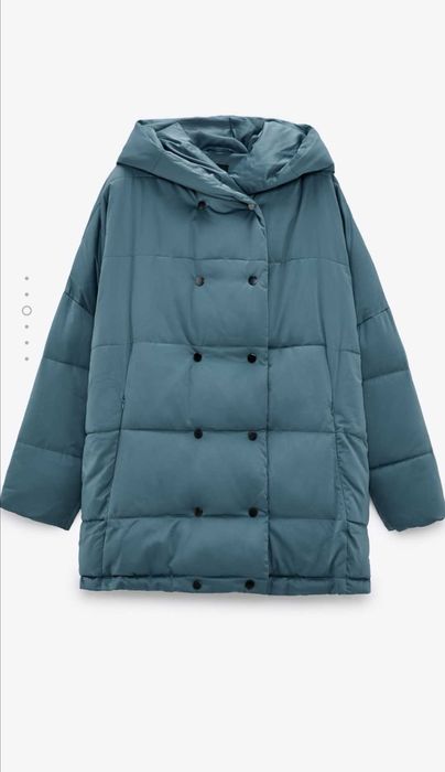 Pikowany płaszcz z kapturem firmy ZARA! rozmiar M