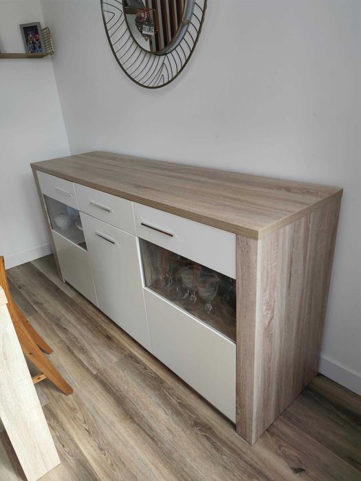 mesa de jantar extensível LOURINI + aparador LOURINI + 4 Cadeiras