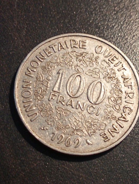 100 francos - Africa Ocidental 1969 -Niquel