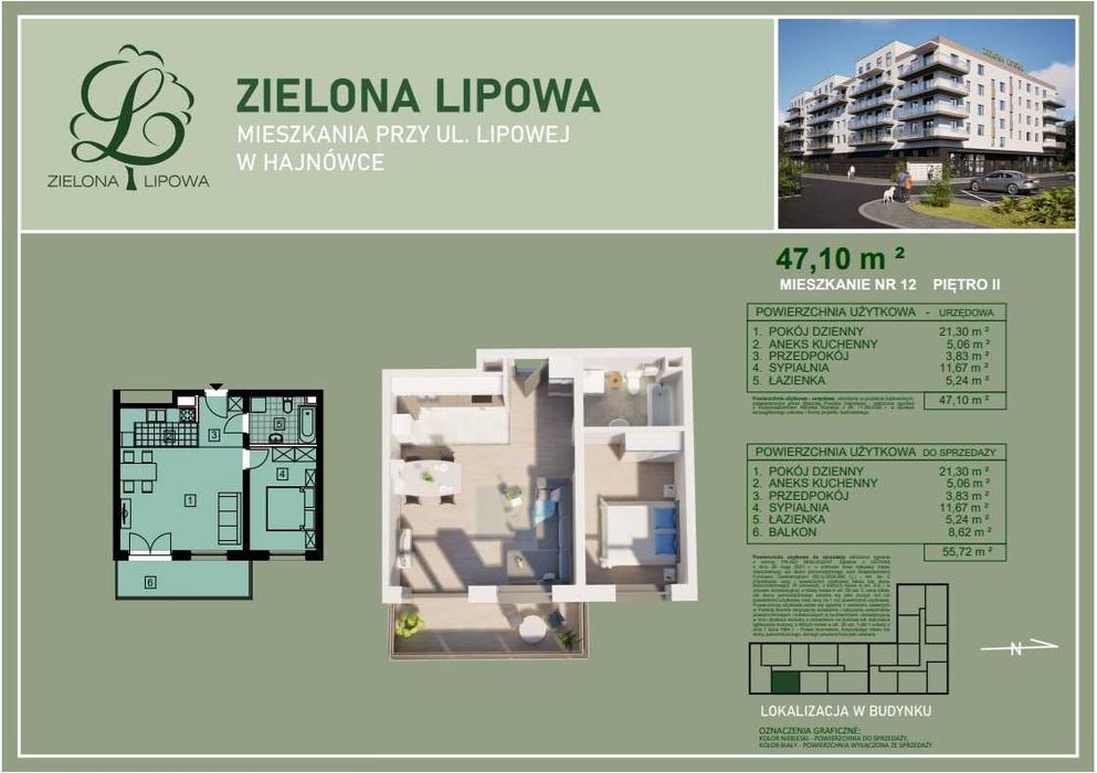 Sprzedam mieszkanie – ul. Lipowa | 47,10 m² | stan deweloperski Romar Budownictwo