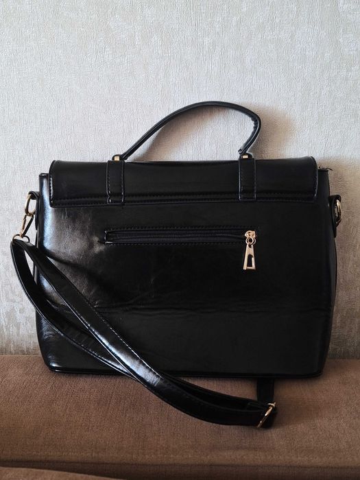 сумка-портфель жіноча чорна еко-шкіра