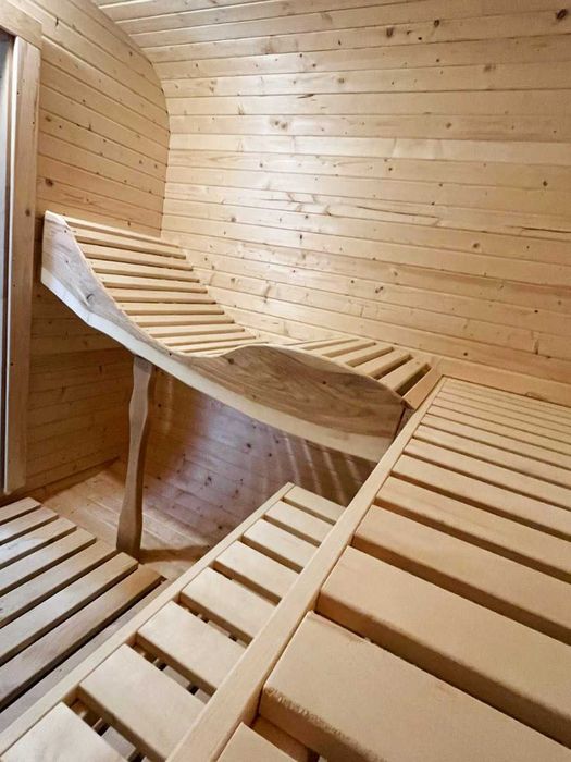 SAUNA Ogrodowa Beczka 2m Gotowa, Bez montażu (235x200 cm) + Piec + LED