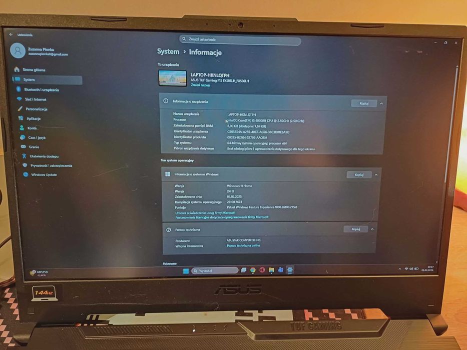 ASUS TUF Gaming F15 – i5-10300H | GTX | SSD | Idealny do gier i pracy