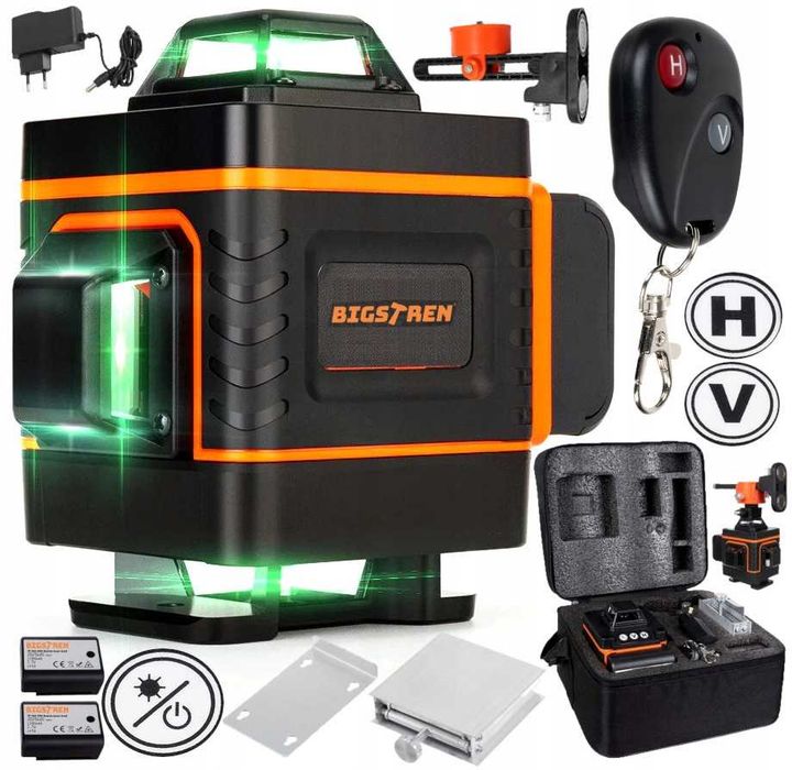 Poziomica Laserowa Laser Krzyżowy 4d Płaszczyznowa 360° 16 Linii Zielony