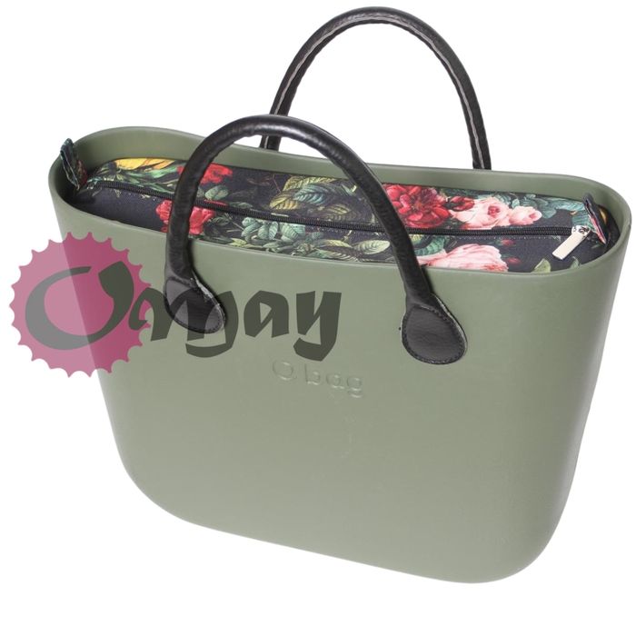 Czarny organizer do OBAG STANDARD róże dziki ogród kwiaty OMAY