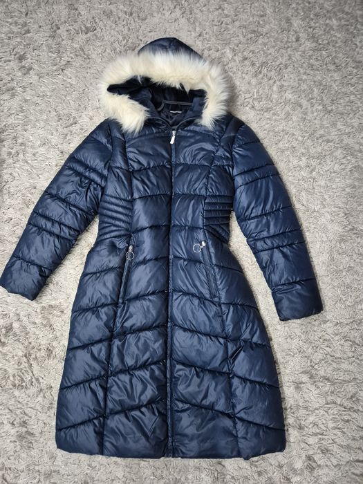 Płaszcz/Kurtka zimowa granat z kapturem 44 Pepco