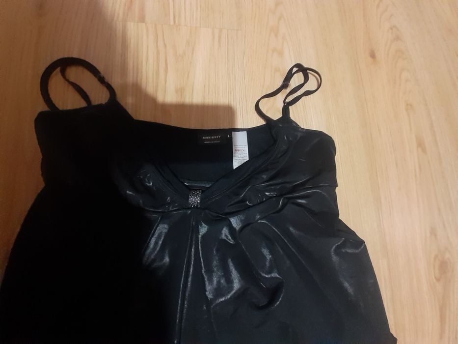 Top comprido da marca miss sixty preto brilhante