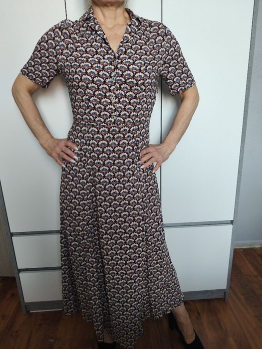 Minus Sukienka midi z wiskozy codzienna skandynawska marka M 38