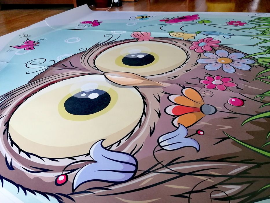 Fototapeta ścienna dziecięca, tapeta sowa, duża 2x2m