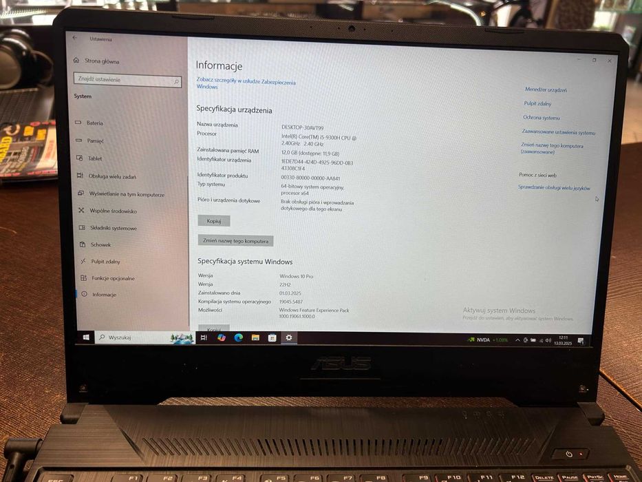 Laptop Asus FX505G 15,6 " Intel Core i5 12 GB / 470GB