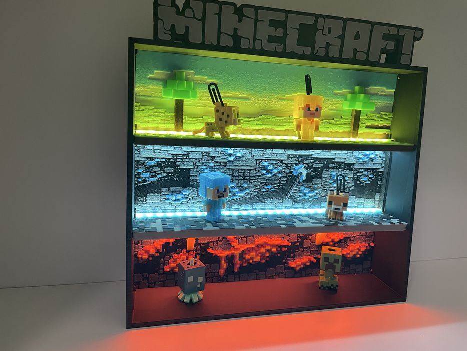 Полиця для фігурок Kinder Joy Minecraft з LED-підсвіткою на батарейках