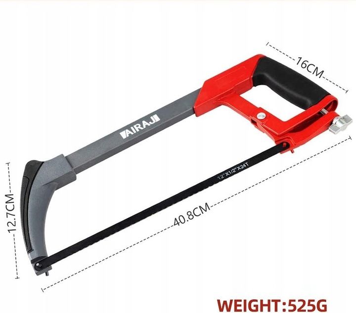 Piła Piłka Brzeszczot Do Metalu 300mm Rączka Z Tworzywa Airaj + 10 Ost