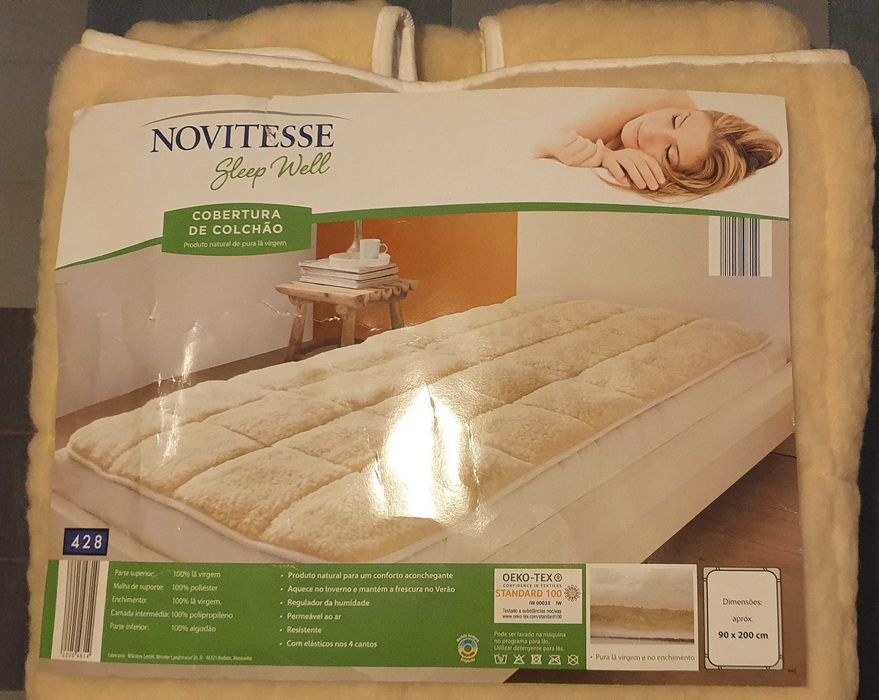 Cobertura colchão (90x200cm) Inverno/Verão 100%lã virgem