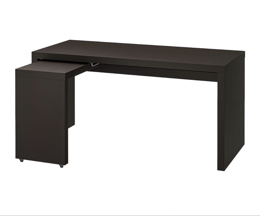 Secretária MALM c/painel extraível, castanha, 151x65 cm