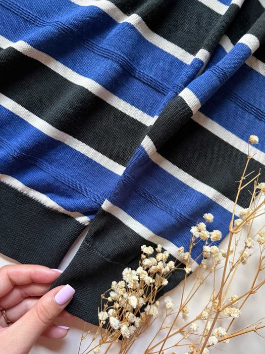 Lekki męski sweter w paski z wełną merino 50% wool