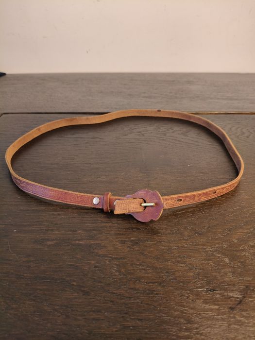 Vintage skórzany ozdobny tłoczony pasek PRL ¹⁸⁸