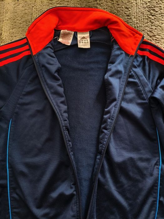 Bluza ADIDAS granatowa z pomarańczowymi paskami 164 wiek 13-14 lat