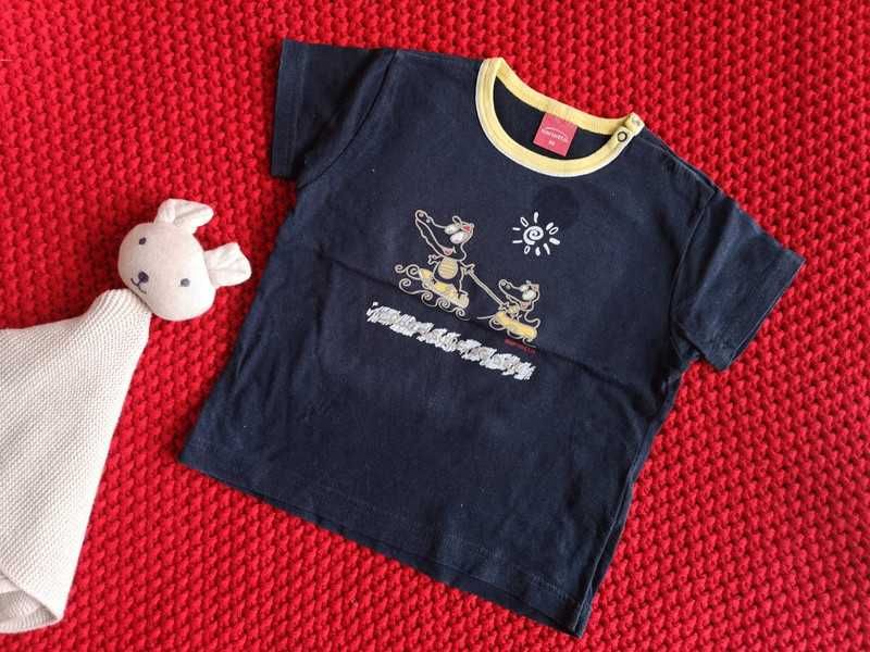 Sanetta t-shirt granatowy krokodyle r. 80 cm 12-18m.