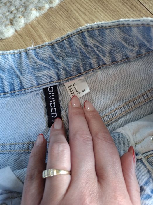 Rozmiar XXS, H&M jasne szerokie jeansy, spodnie jeansowe wide leg