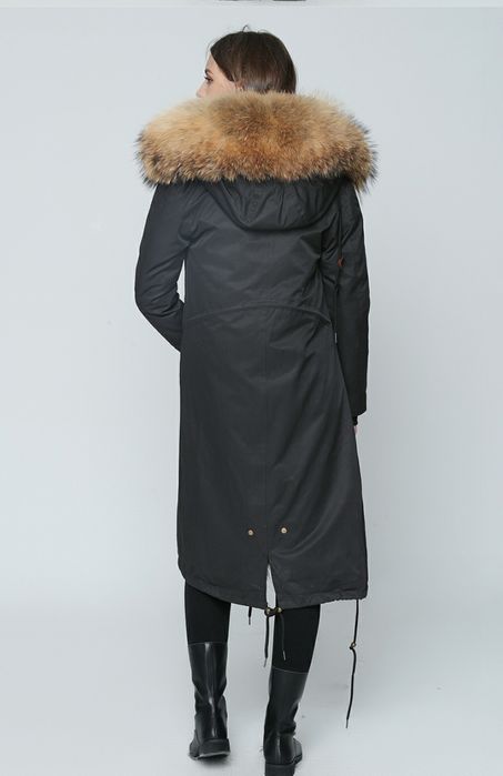 Парку з натуральним хутром єнота довга, xxl. xxxl
