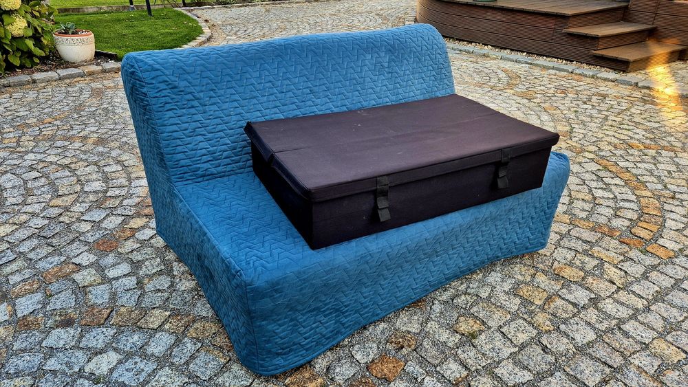 Sofa rozkładana / wersalka IKEA LYCKSELE 2-os. + pokrowiec i pojemnik