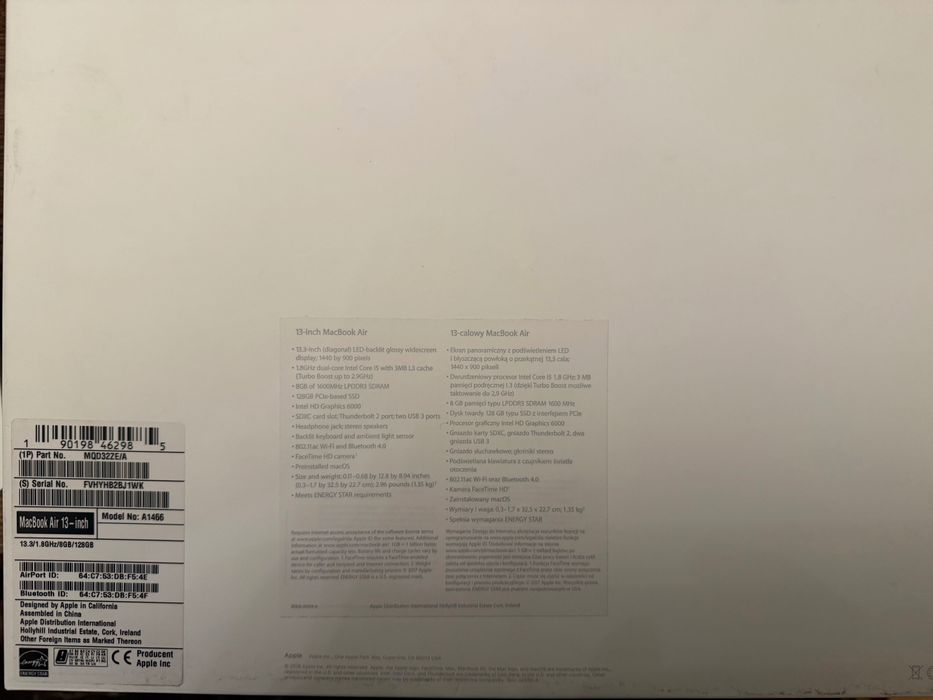 MacBook Air 13,3/1.8GHz/128GB