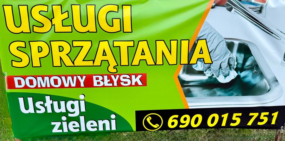 firma Domowy błysk&zielone tło