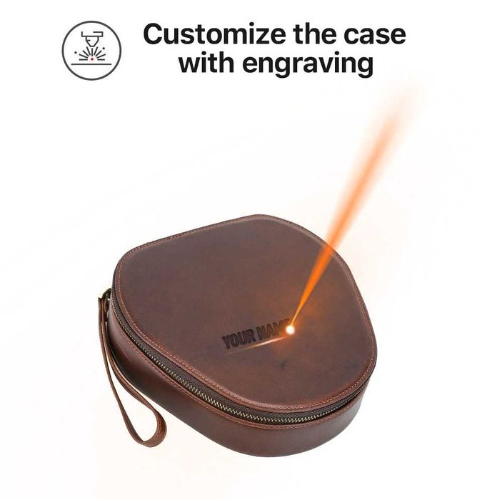 Capa para AirPods Max em pele de bovino com gravação personalizada