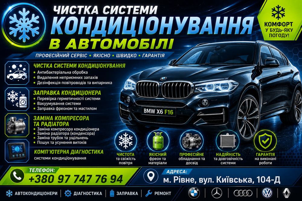 Чистка системи автокондиціонера та обслуговування