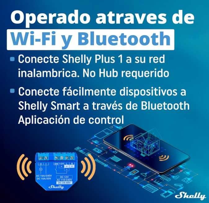 Shelly Plus 1 relé interruptor inteligente Wi-Fi e Bluetooth ( NOVO )