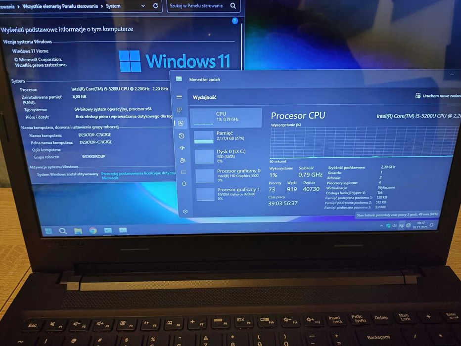 Lenovo IdeaPad 100-15ibd Win 11 1,5TB, i5-5200U, 8GB ram, GF920MX 2GB,