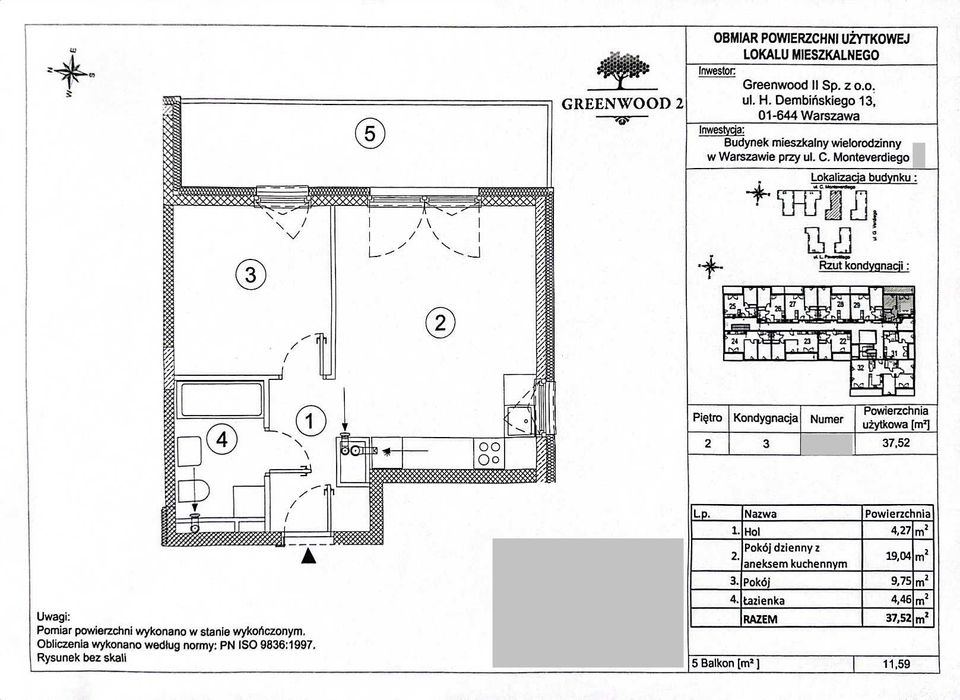 Mieszkanie - Warszawa - Monteverdiego - 2 pokoje  - 0% prowizji