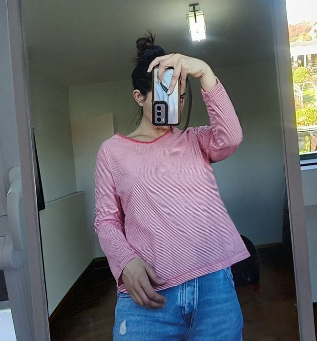Vintage bluzka w paski pasy bawełna t-shirt L