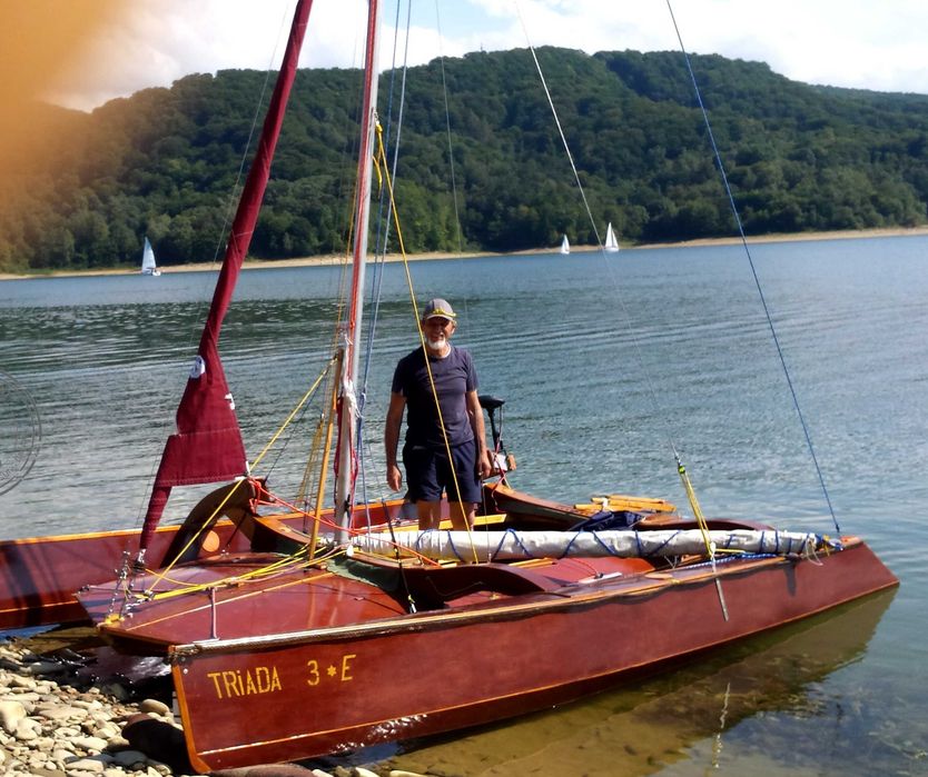 Unikatowy TRIMARAN P59 „Triada”  (Na wodzie kilka razy!) + Genaker + Roler Foka + Przyczepa 2w1