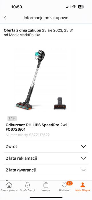 Philips speedpro lampka jak dyson  odkurzacz akumulator reczny 2w1