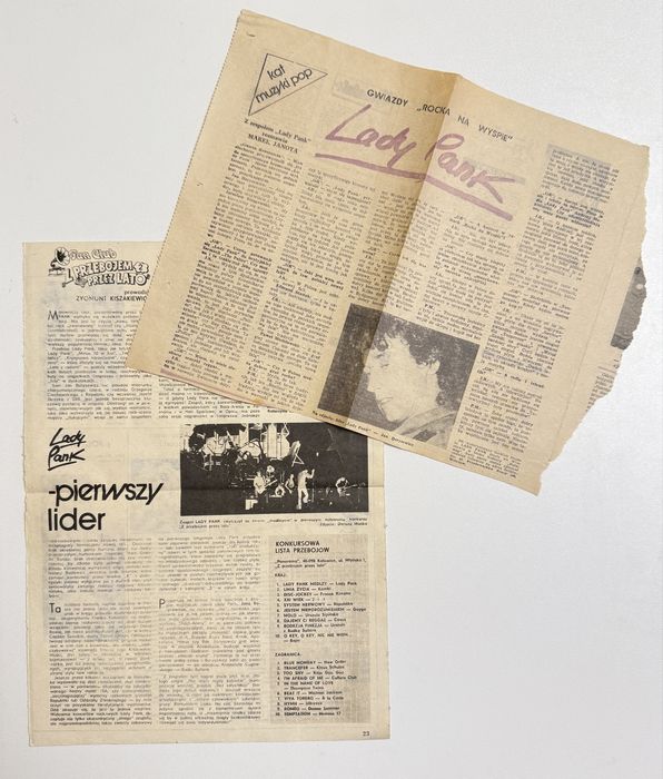 Stare wycinki z gazet PRL Lady Pank