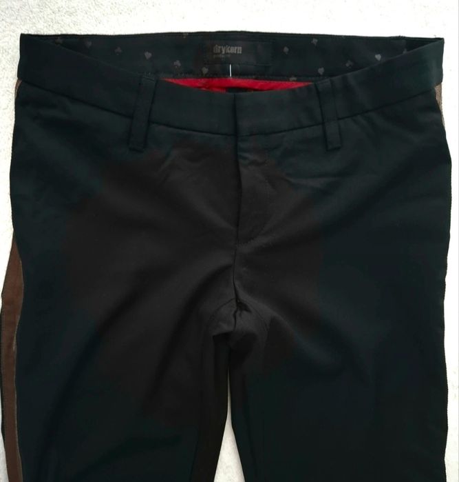 OKAZJA stylowe czarne szerokie spodnie czysta wełna wełniane wool 36 s