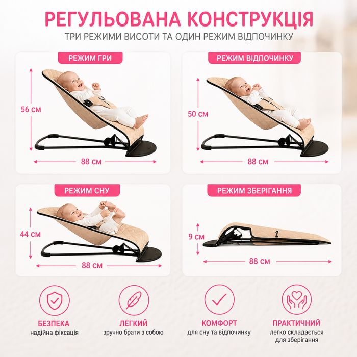 Шезлонг дитячий Гойдалка дитяча Шезлонг для дитини до 13 кг