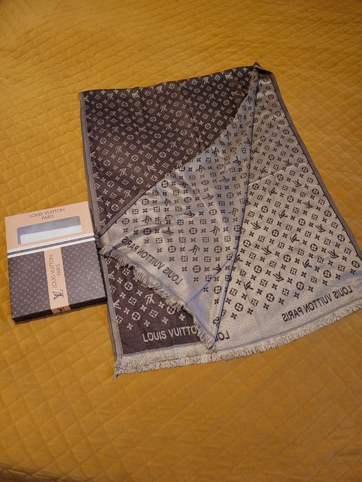 Szalik damski kaszmirowy brązowy dwustronny LV