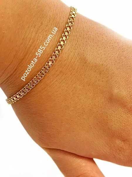 Акція! Позолочений Браслет "Плетіння Алмазка". Позолота. Позолоченный