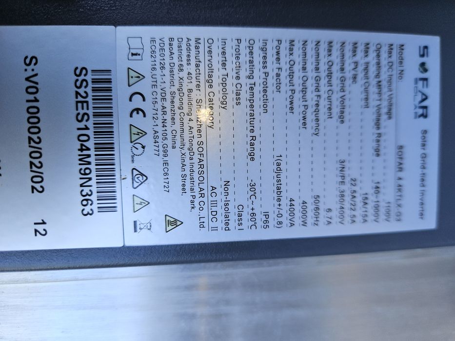 Inwenter (falownik) Sofar 4.4 KTL-X