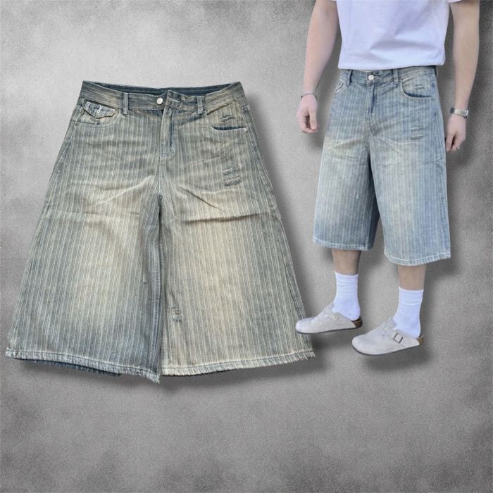 Широкі світлі шорти bershka джинсові опіум в полоску jaded london з принтом  flaired distresed opium shorts