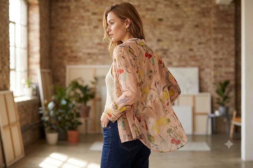 H&M conscious eur 44 us 14 L блуза из перерабатываемого полиестера