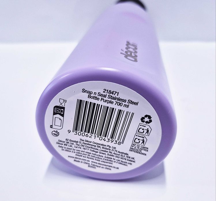 Nowa fioletowa butelka ze stali nierdzewnej bidon termos Decor 700ml